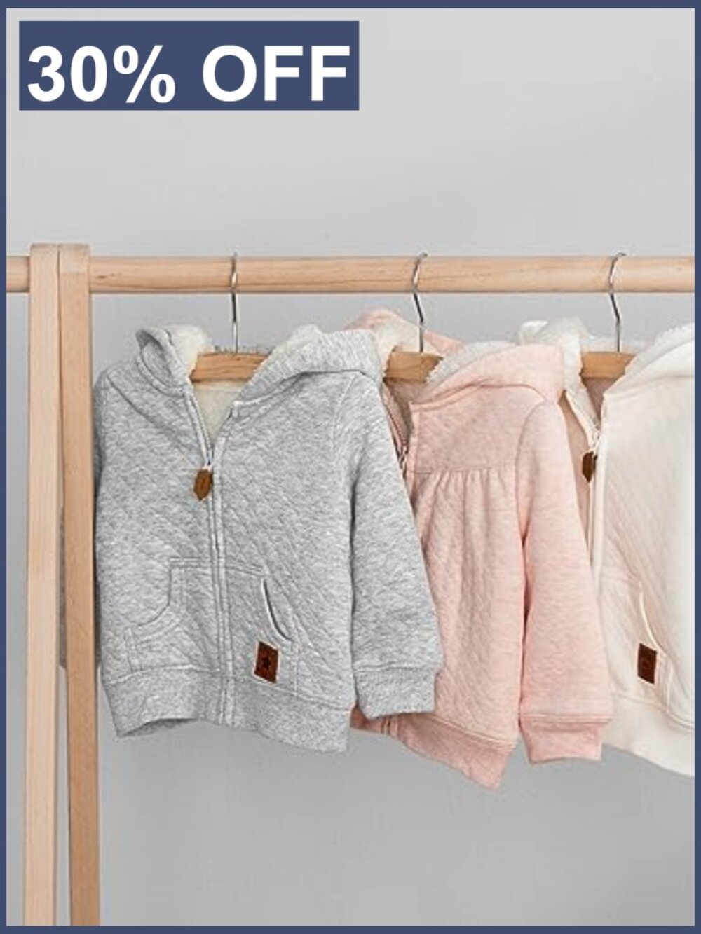 Baby Hooded Quilted Jacket with Sherpa Lining, Bear Ears, Full Zip - Picture 3 of 7